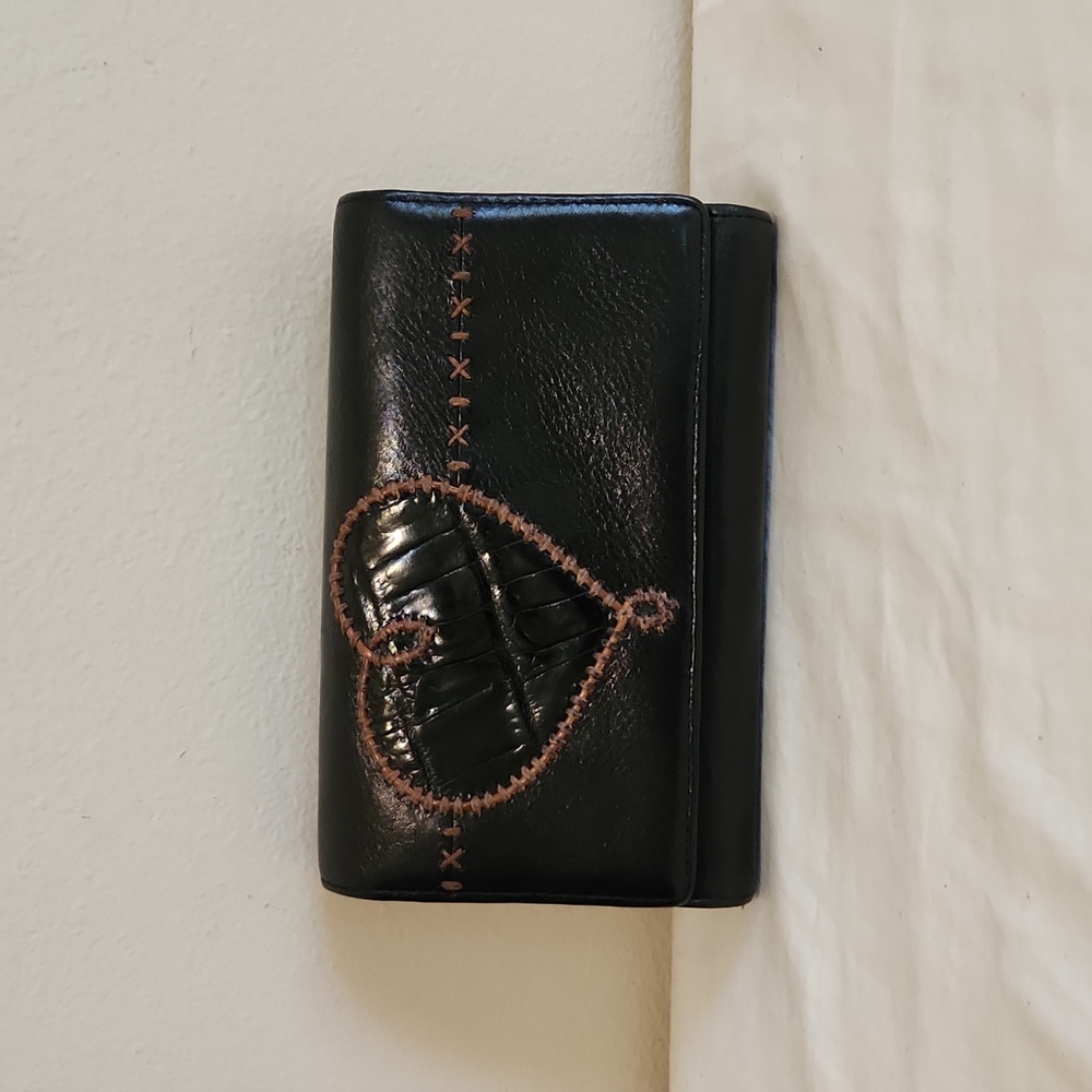 Brighton Black Leather Wallet Organizer Handbag